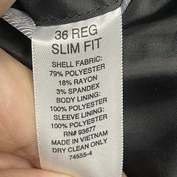 JF J.Ferrar Slim Fit 36 Regular Black Jacquard Tuxedo Blazer - Picture 5 of 8